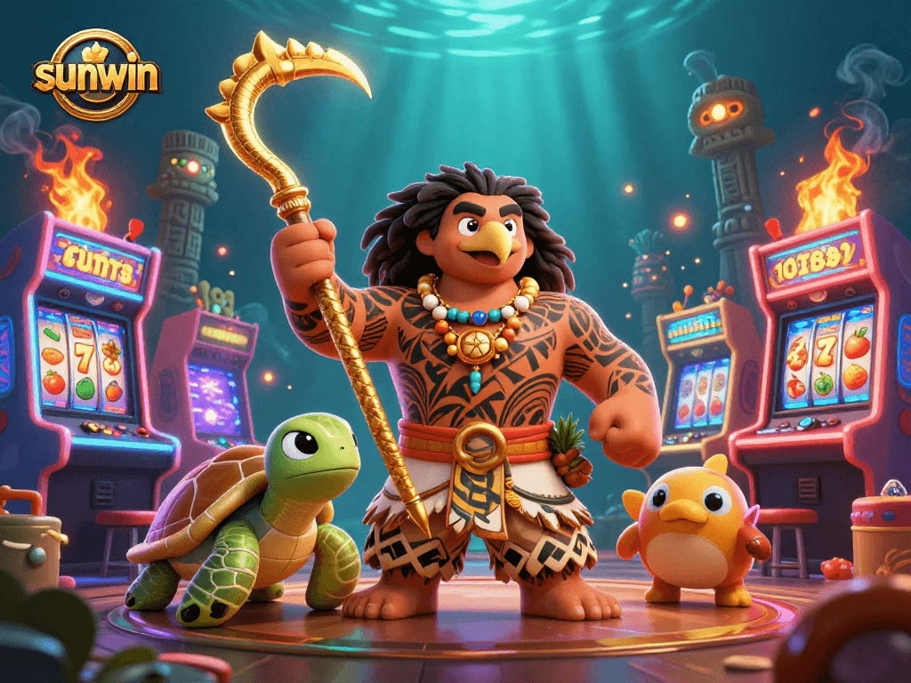 Experience thrilling games at sunwin with our vibrant 3D casino illustration showcasing exciting slots action.