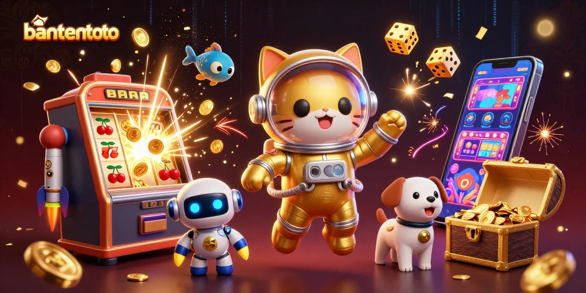 Permainan bantentoto di kasino virtual dengan astronaut kucing dan anjing robot dalam ilustrasi 3D yang menakjubkan.