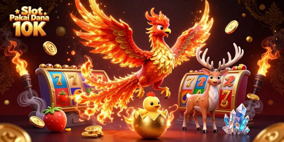 Slot Pakai Dana 10K bermain di kasino digital yang penuh warna dan menyenangkan dengan simbol beruntung.