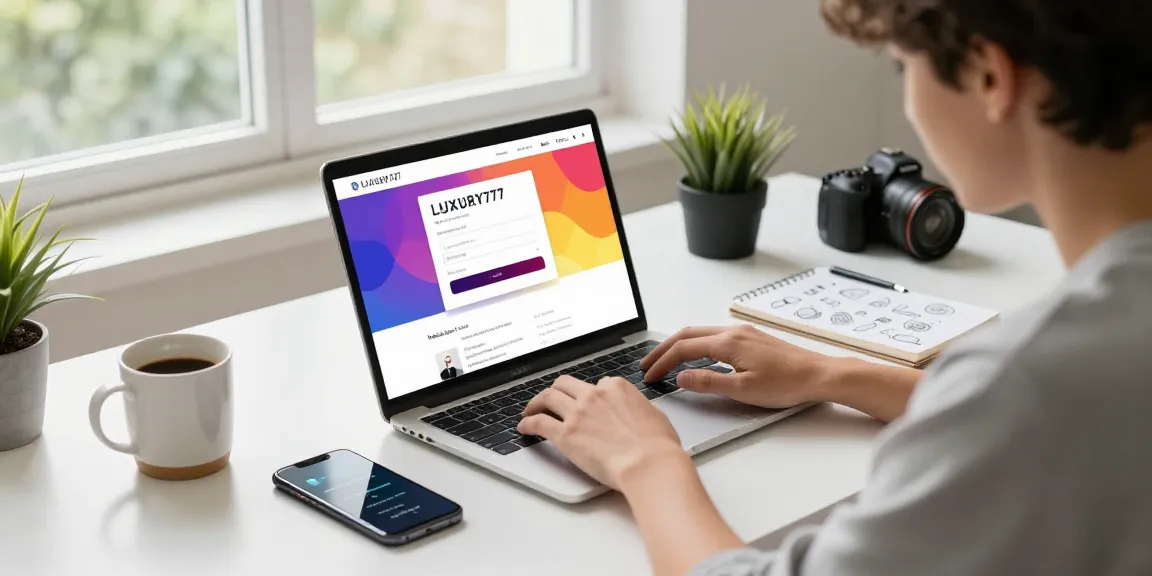 Antusiasme pengguna saat melakukan LUXURY777 Login di laptop modern dengan suasana kerja yang produktif