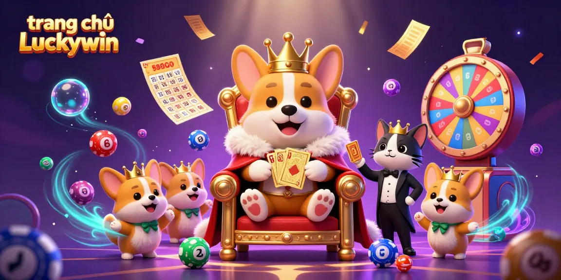Experience the excitement of trang chủ Luckywin with a vibrant casino-themed illustration full of prizes.