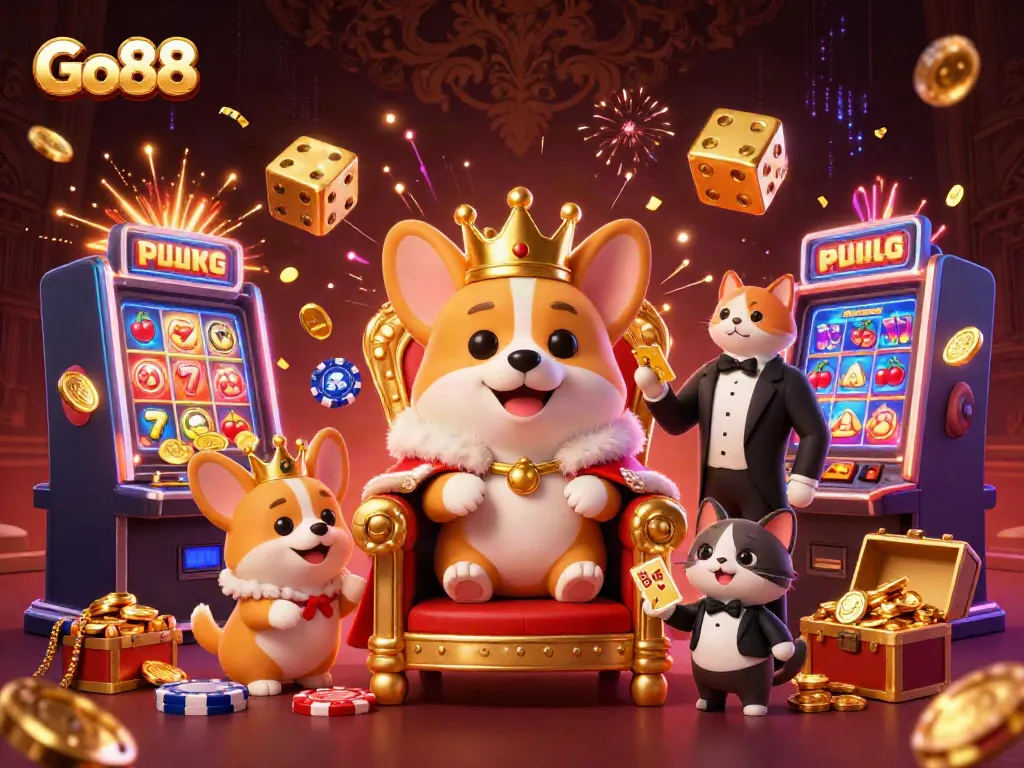 Engage with Go88's gaming experience featuring vibrant characters and casino elements.