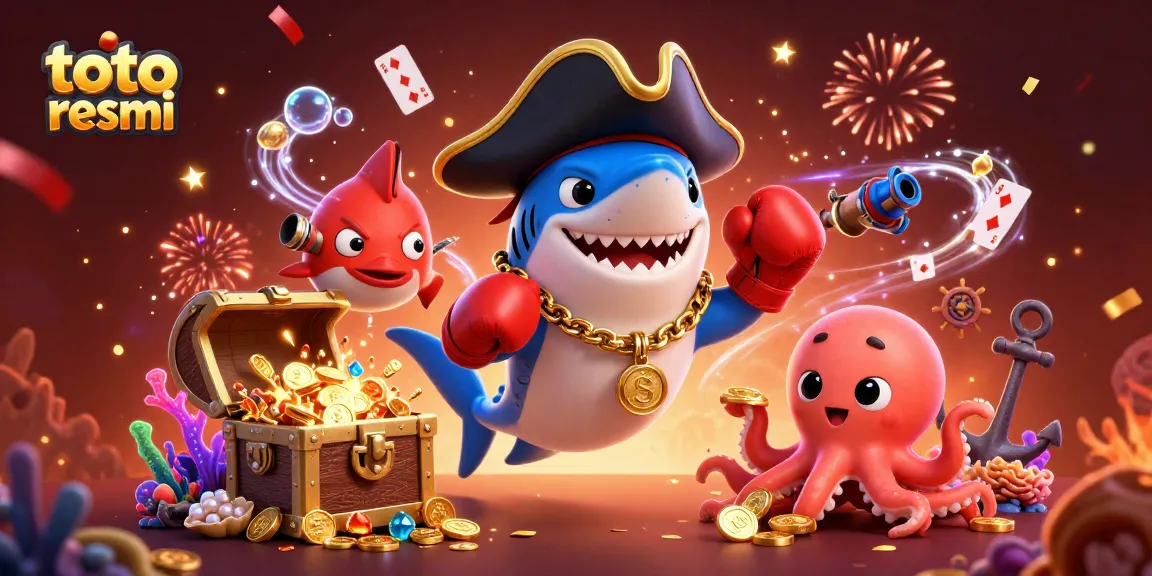 Win big with toto resmi in an exciting casino adventure featuring a shark, pufferfish, and octopus.