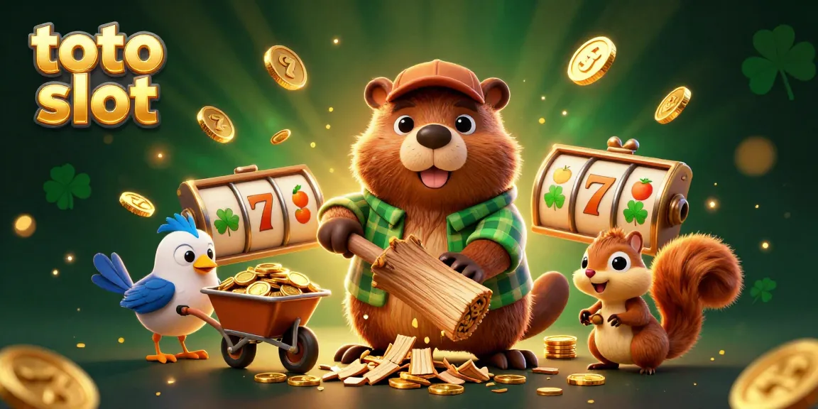 Menangkan jackpot saat bermain toto slot dengan karakter beruang kubis dan simbol keberuntungan berkilauan.