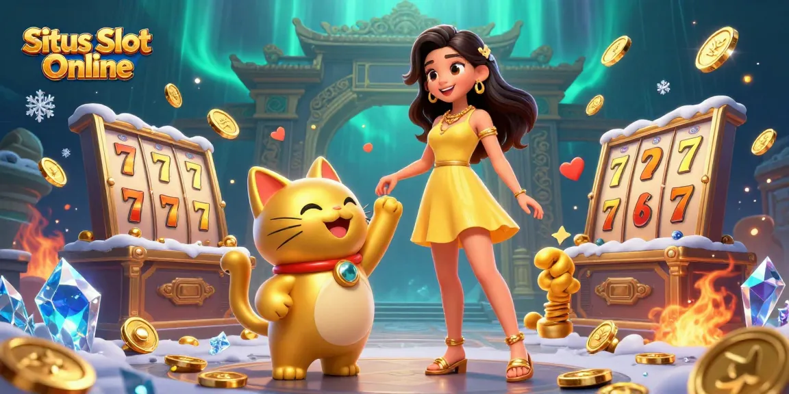 Experience the thrill of Situs Slot Online with vibrant visuals, dynamic golden coins, and jubilant interactions.
