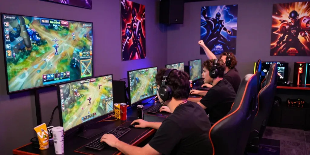 Gamer dengan semangat bermain natunatoto bersama teman-teman dalam suasana penuh energi
