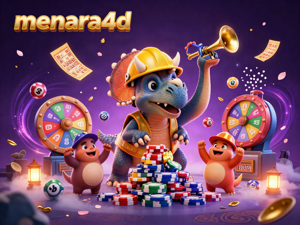 Menara4d menghidupkan suasana kasino dengan triceratops dan kompis yang bersorak.