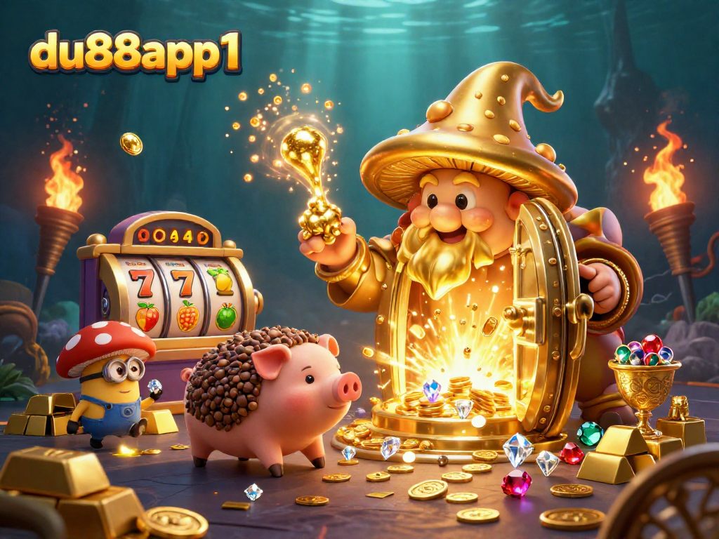 Engage with du88app1 in this vibrant 3D casino scene, featuring treasure-filled fun.