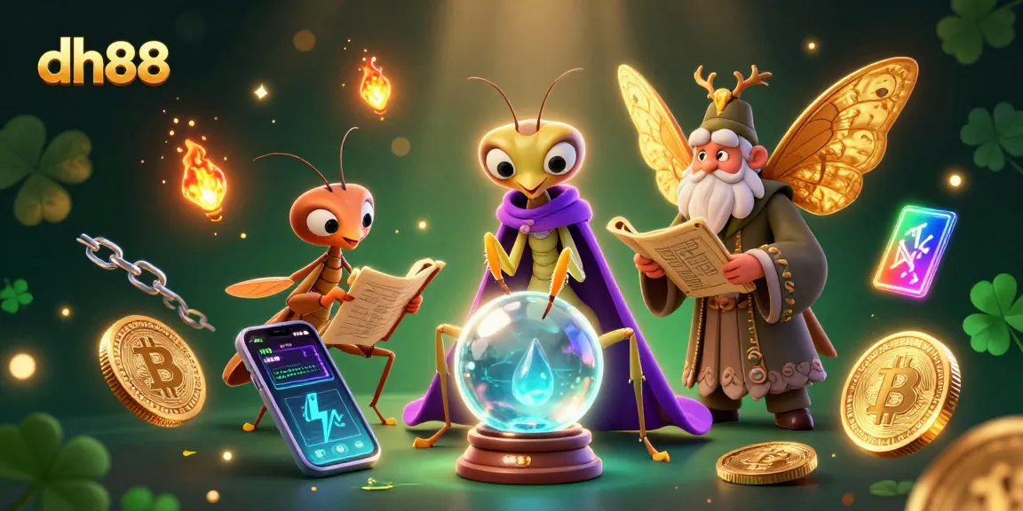 Spin the reels at dh88 with vibrant gaming characters and cryptocurrency elements!
