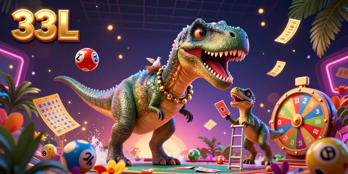 Engage in thrilling 33L casino adventures surrounded by vibrant lottery balls and a lively atmosphere.