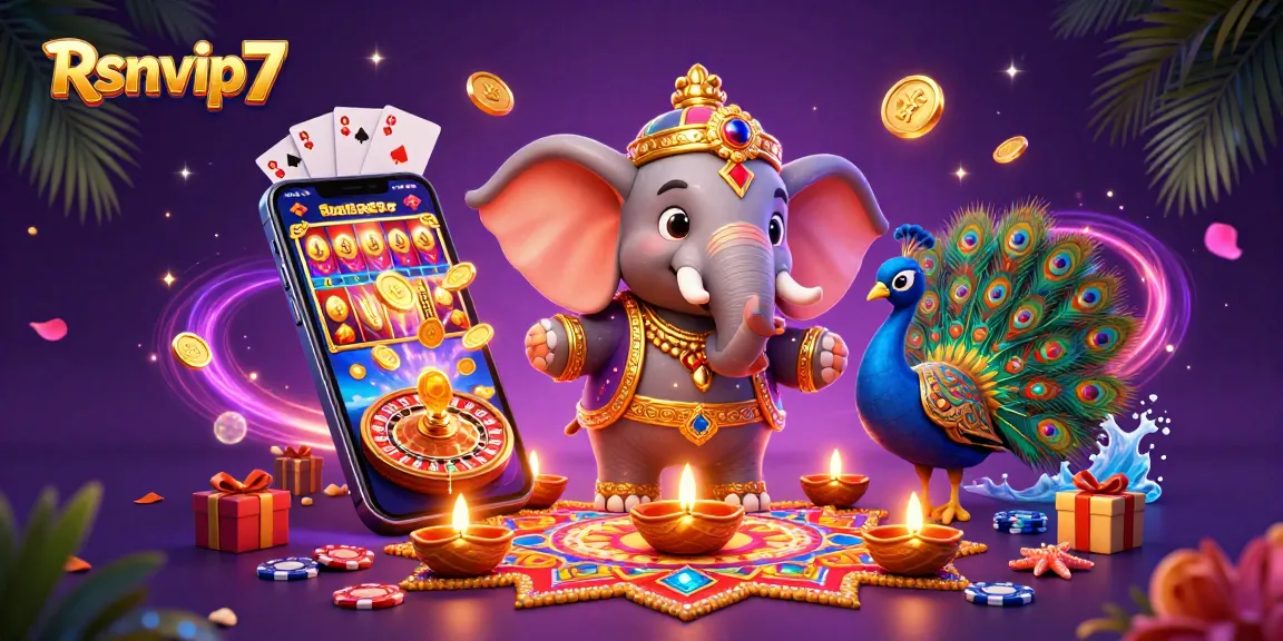 Main slot dan menangkan dengan Rsnvip7, menampilkan gajah yang cerah dan elemen permainan.