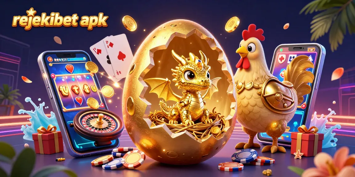 Spin to win with the rejekibet apk, showcasing golden dragon, poker chips, and vibrant slot game elements.