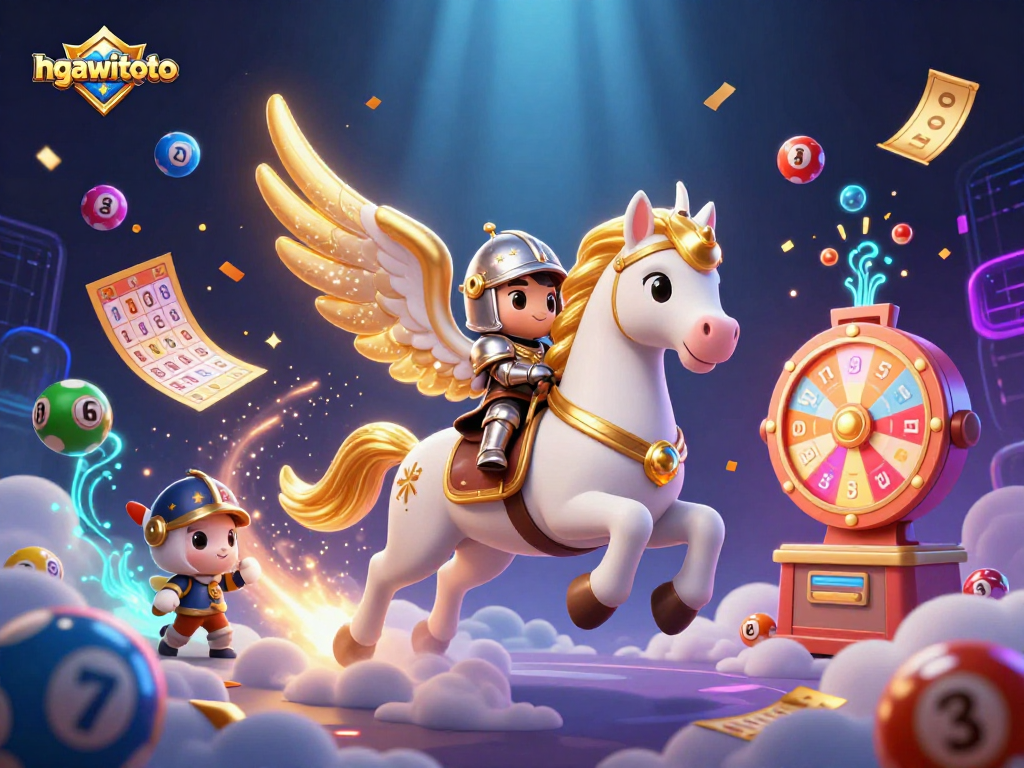 Ikuti keseruan di ngawitoto dengan pemandangan menakjubkan dari kuda putih bercahaya dan elemen game kasino.