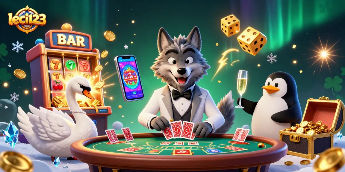 Experience thrilling online gaming action with leci123, featuring charismatic characters and vibrant casino elements.
