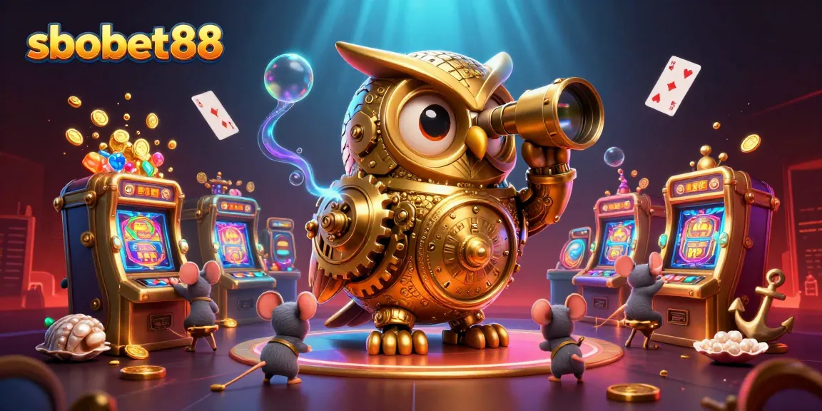 Experience the thrill of sbobet88 with a vivid 3D illustration showcasing unique casino characters and elements.