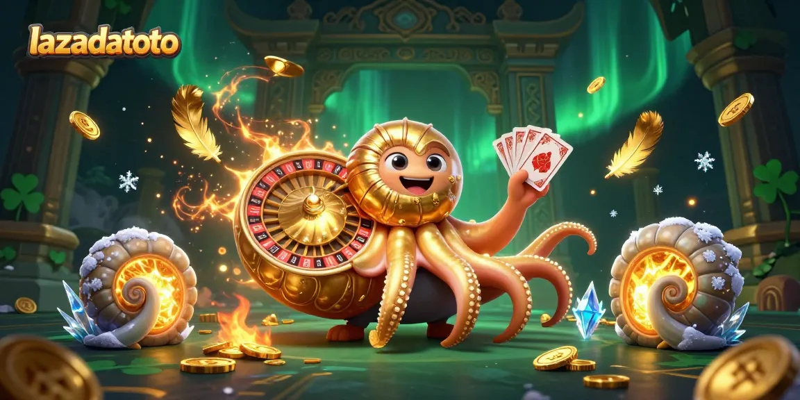 Mainkan lazadatoto dalam ilustrasi kartun 3D yang megah dengan nautilus emas dan ornamen kasino.