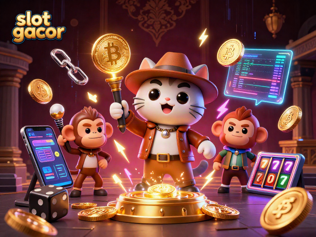 Menangkan slot gacor dengan petualangan kucing arkeolog eksplorer dan teman monyet dalam artefak kasino emas.