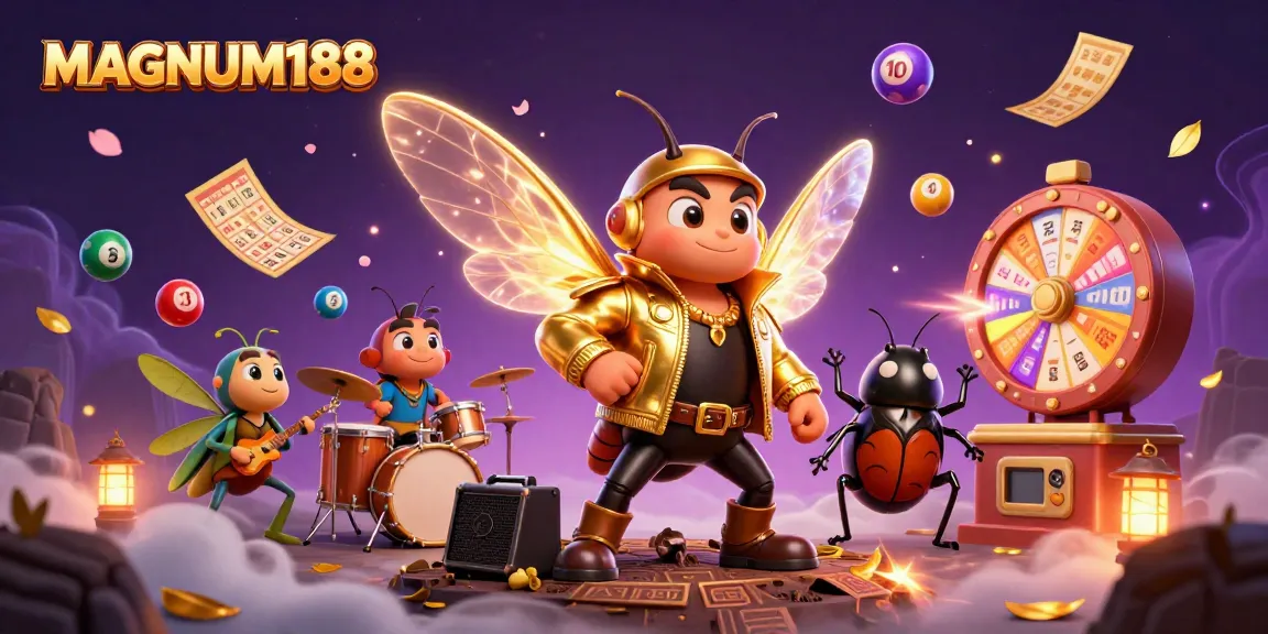 Experience the thrill of winning with MAGNUM188's vibrant lottery-themed scene featuring dynamic game elements.