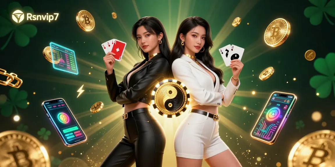Terlibat dengan pengalaman bermain dinamis Rsnvip7 yang menampilkan dua wanita Asia dalam pose bertema kasino yang kuat.