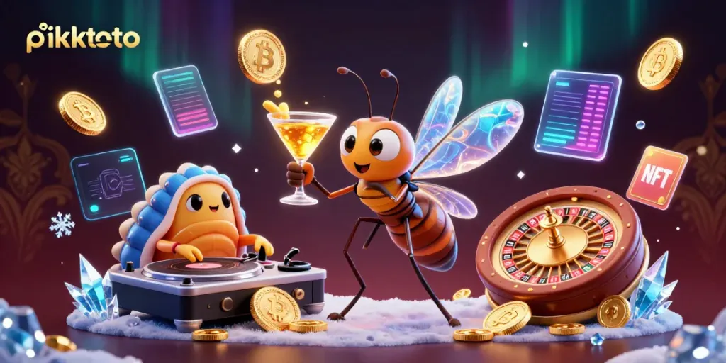Experience thrilling gaming with piktoto's unique digital casino mascot and vibrant atmosphere.
