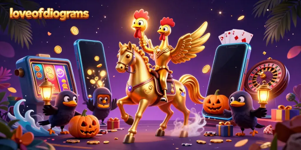 Menangkan jackpot di loveofdiagrams dengan gambar 3D ayam jantan emas dan permainan slot yang memukau.