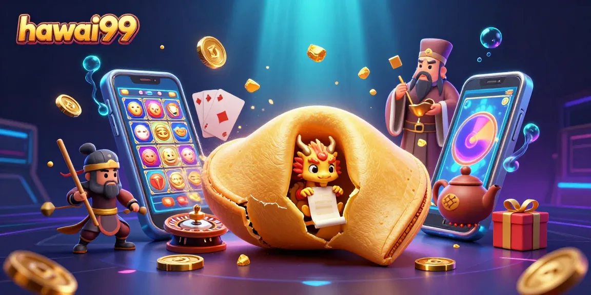 Experience the adventure of hawai99 gaming with a rich 3D illustration of fortune and luck elements.