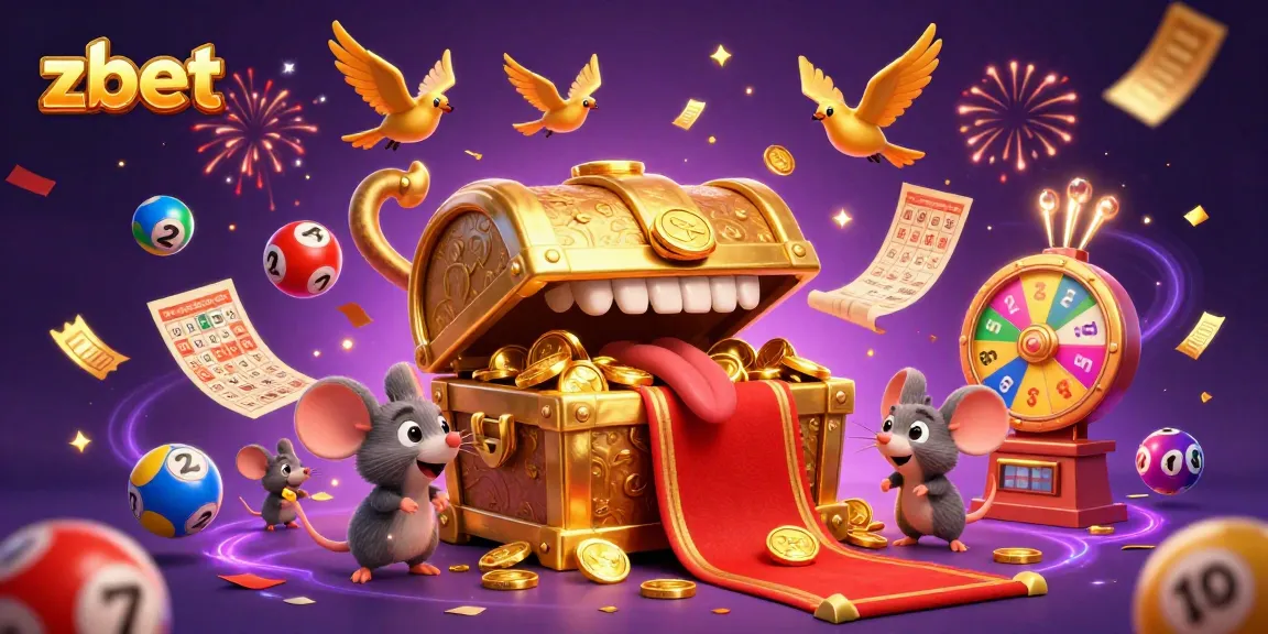 Engage with zbet's exciting lottery and bingo elements, showcasing joyful gambling energy.