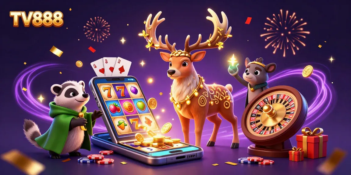 Experience thrilling gameplay with TV888's colorful slots and festive casino atmosphere.