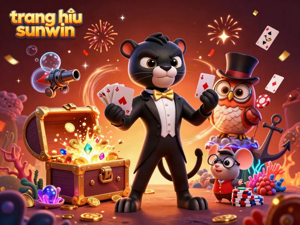 Engage in thrilling gameplay at trang chủ sunwin with colorful casino characters and sparkling elements.