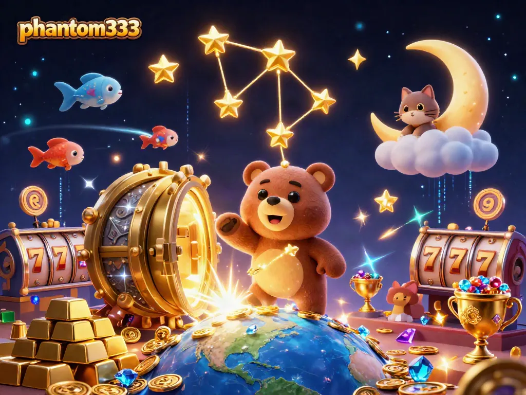 Engage with phantom333 at a vibrant casino scene filled with treasures and dynamic gaming elements