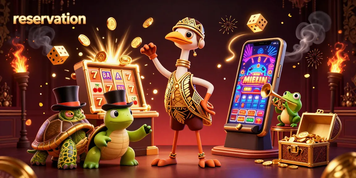 Experience reservation excitement in a vibrant casino scene filled with characters and engaging game elements.
