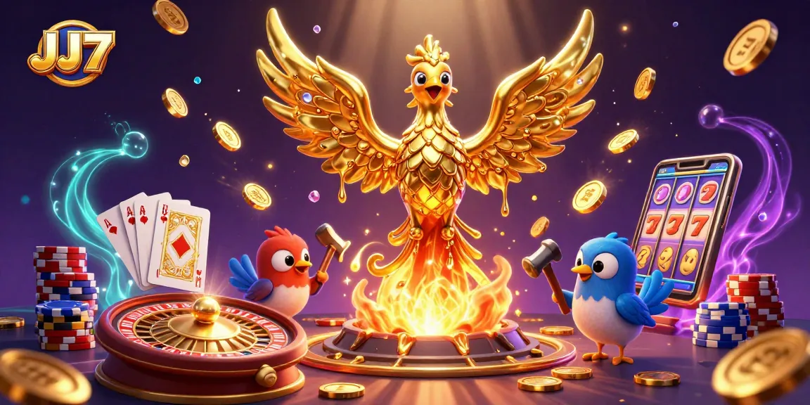 Experience thrilling moments with JJ77 as the golden phoenix showcases exciting casino games.