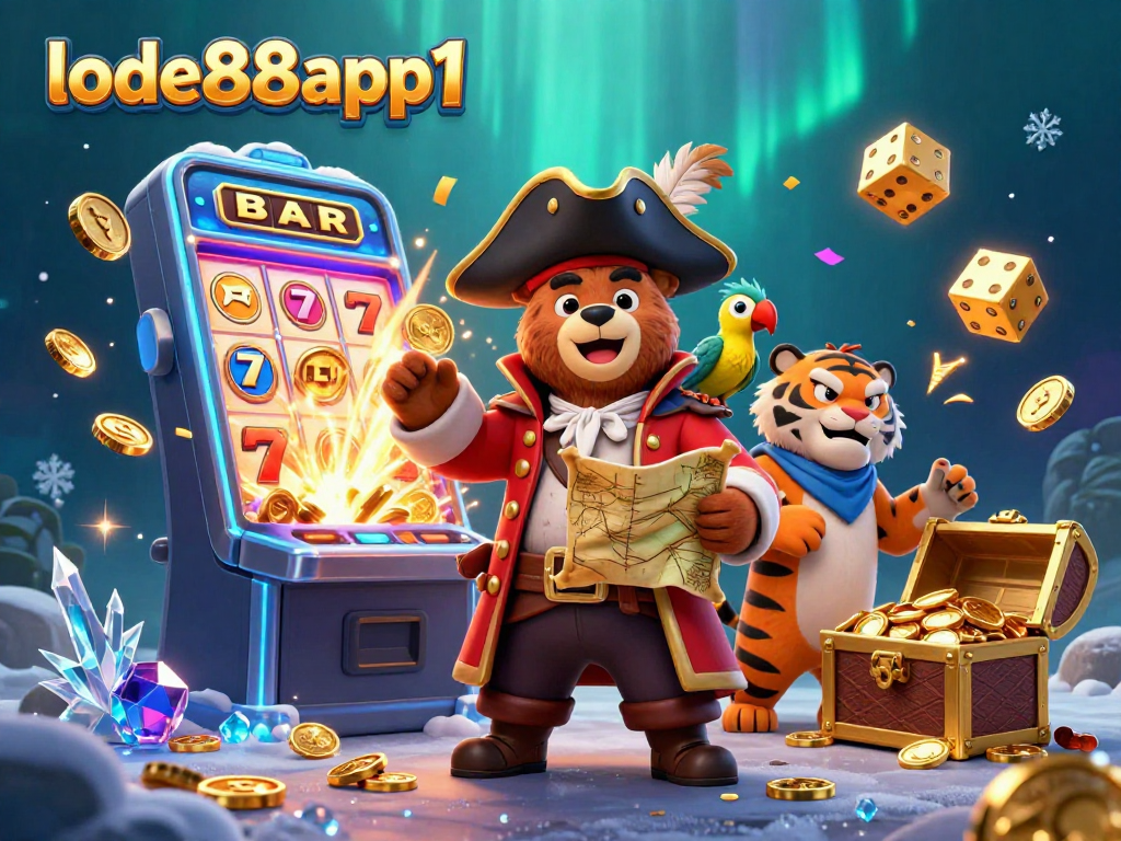 Experience the thrill of gaming with lode88app1 in this vibrant 3D casino illustration.