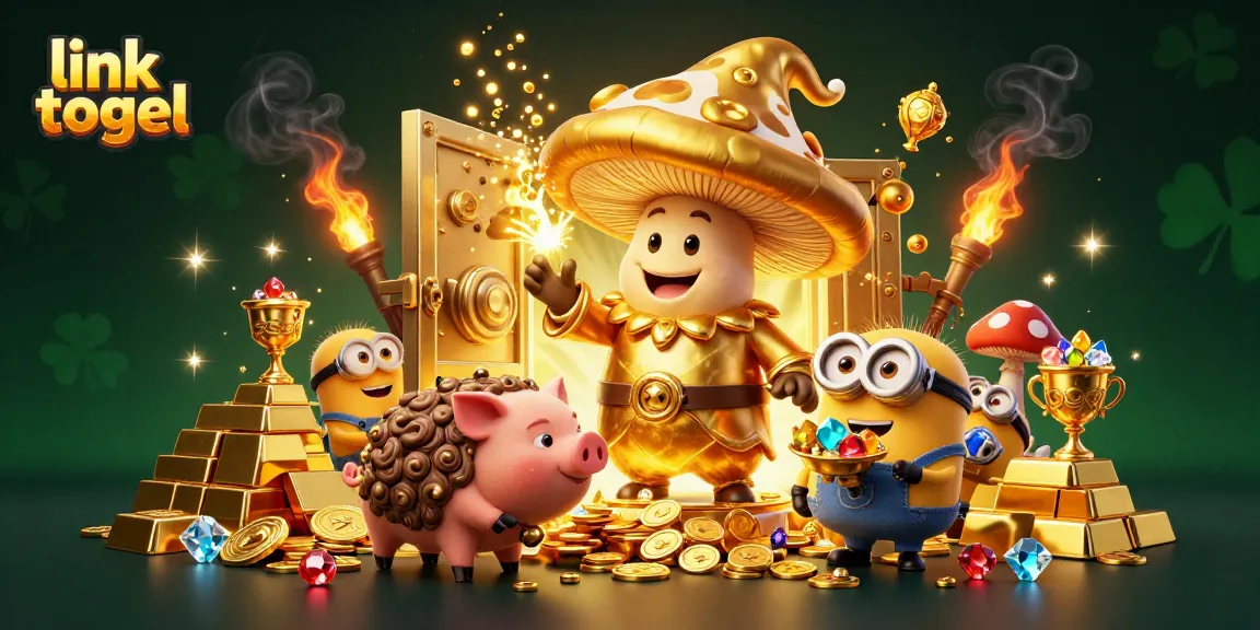 Experience the magical vibe of link togel as cartoon characters channel gold in a vibrant casino scene.