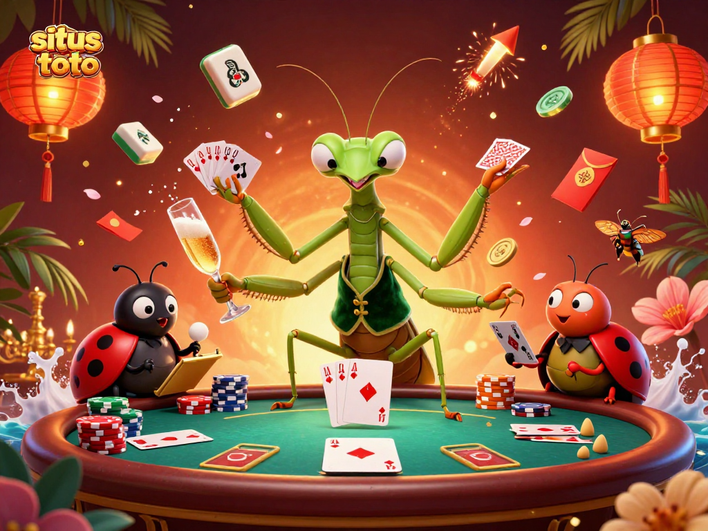 Gambar ini menggambarkan situs toto dengan karakter utama dari kasino yang seru dan ramai.