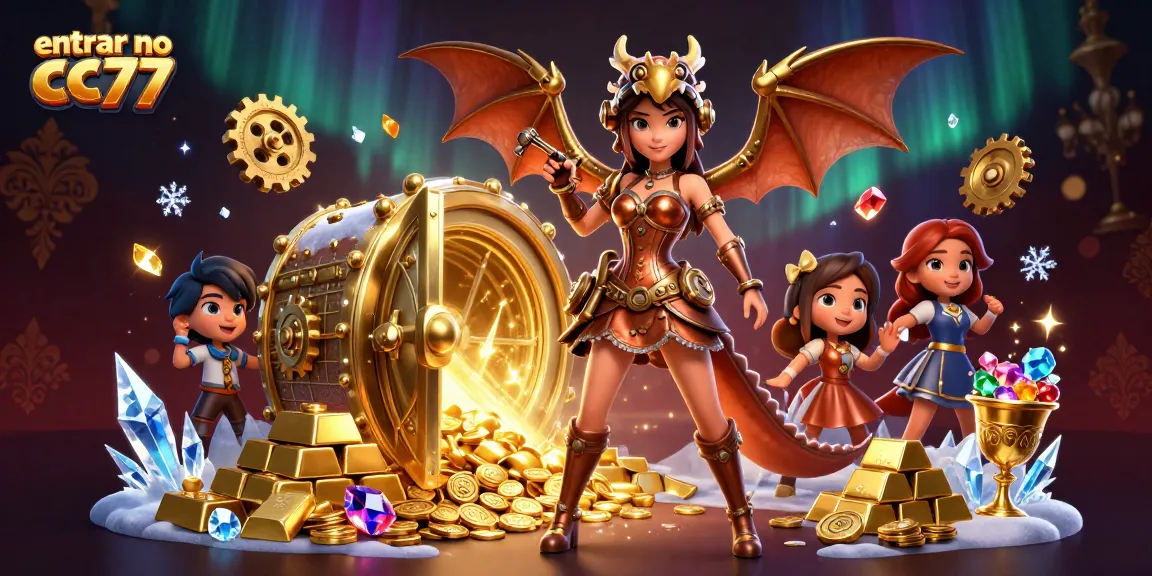 Experience the thrill of entering no cc77 with an exciting 3D casino scene filled with treasures.