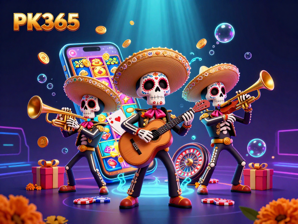 Engage with the vibrant world of PK365, featuring enticing games and rewards in a lively casino setting.
