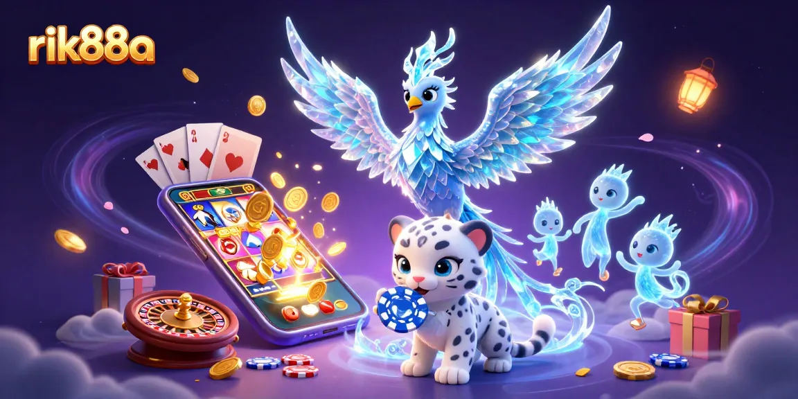Experience the thrilling world of rik88a with an ice phoenix, slot games, and poker in an enchanting setting.