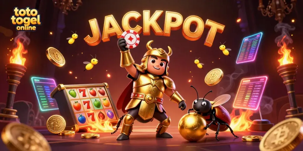 Gambarkan keajaiban toto togel online dengan laba-laba hercules yang memenangkan jackpot saat bermain slot.