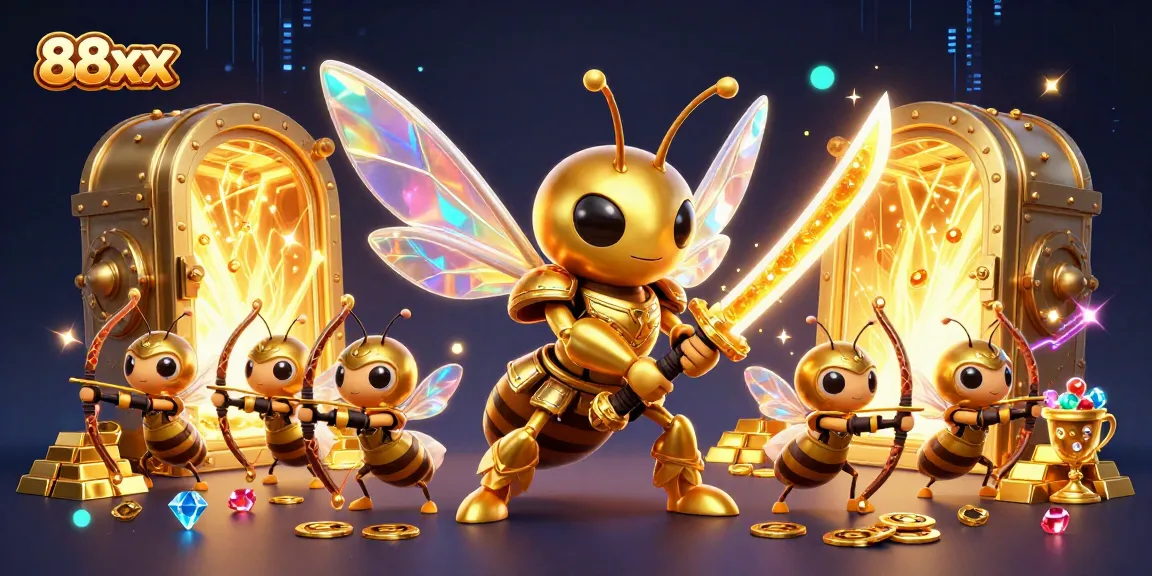 Join the excitement at 88xx with thrilling casino adventures featuring golden characters and treasure!
