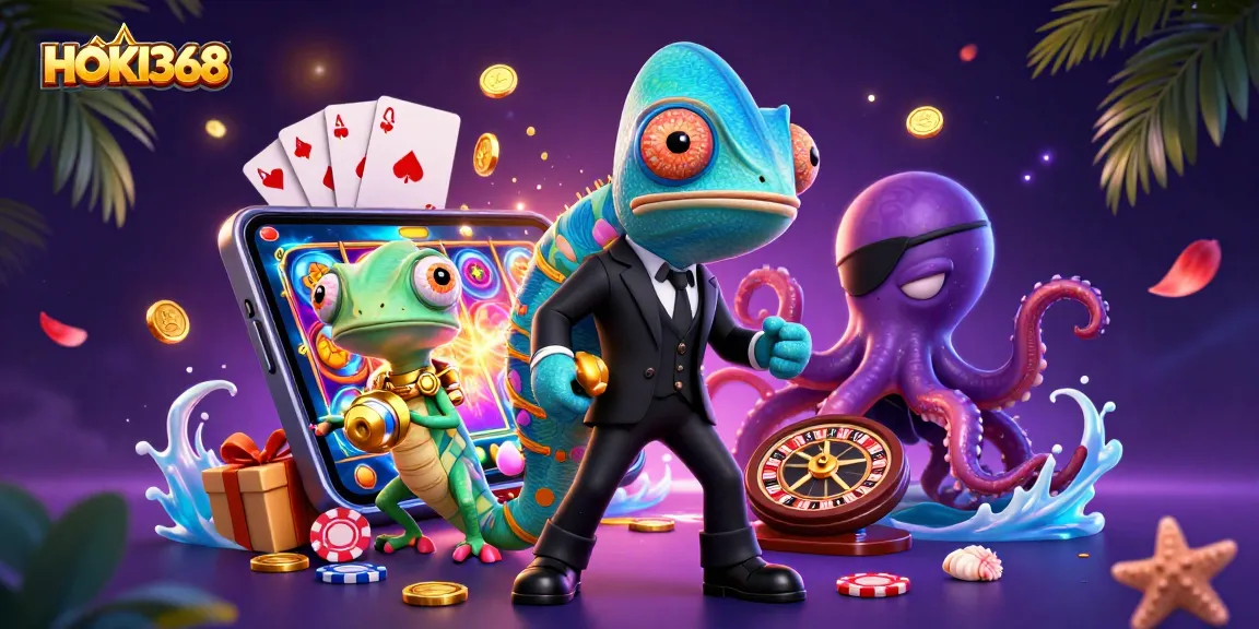 Experience the excitement of HOKI368 as animated characters enhance the gambling environment.