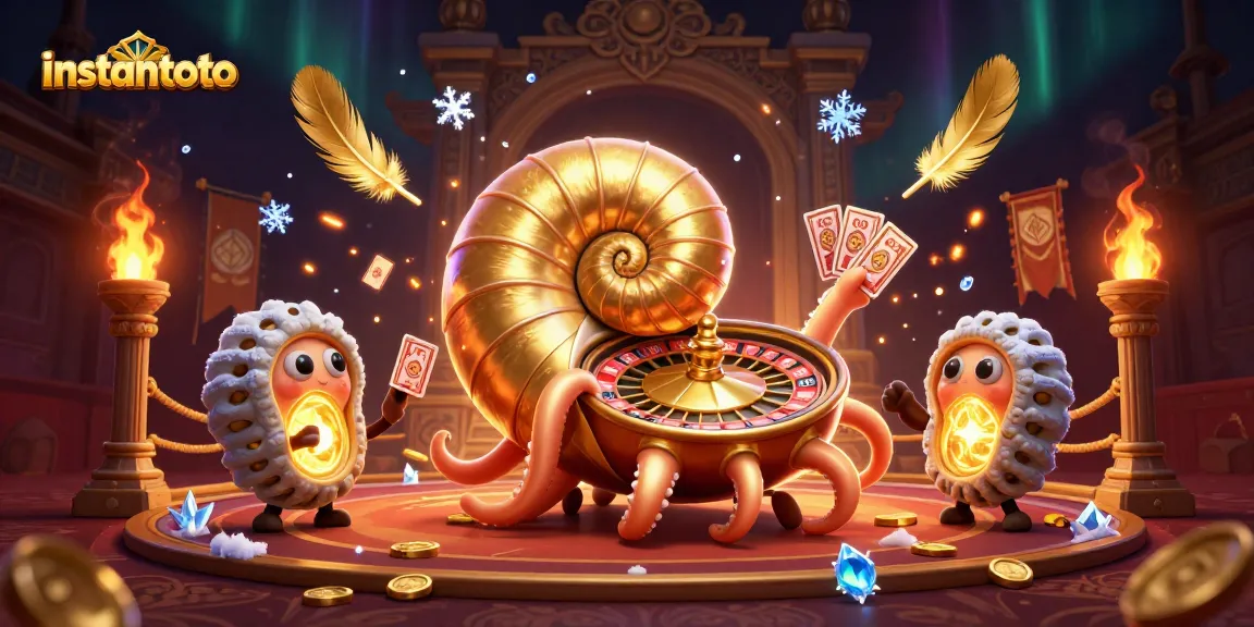 Menghias momen bermain di instantoto dengan gambar 3D nautilus menjulang bersama kartu dan elemen permainan.