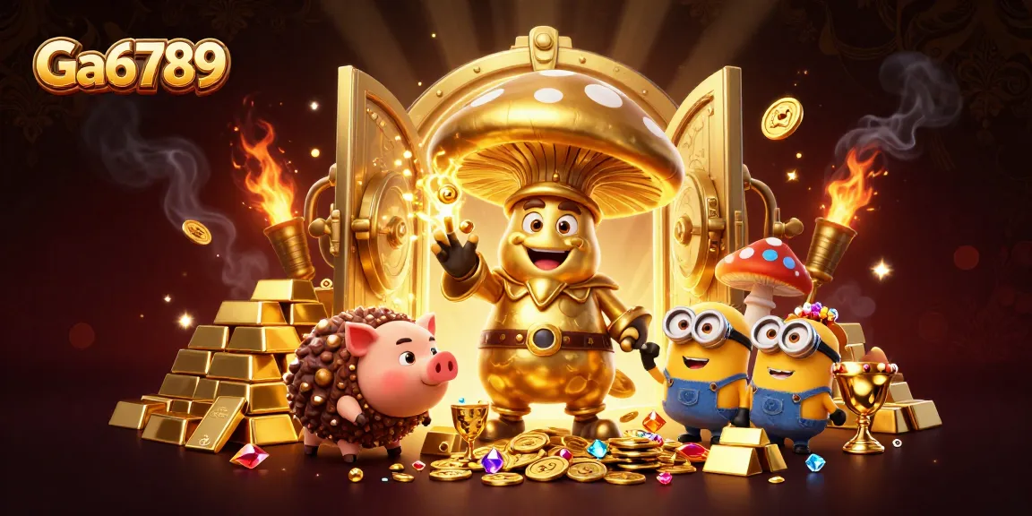 Experience thrilling action at Ga6789 with a golden mushroom wizard and treasure elements.