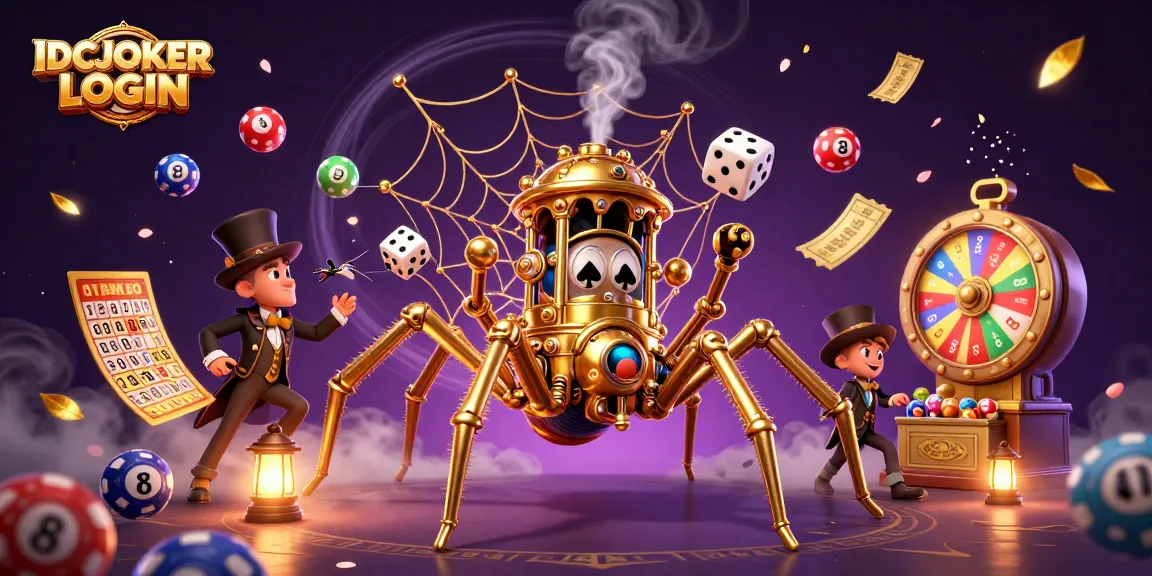 Experience the thrill of IDCJOKER LOGIN with a dynamic steampunk scene featuring lottery elements.