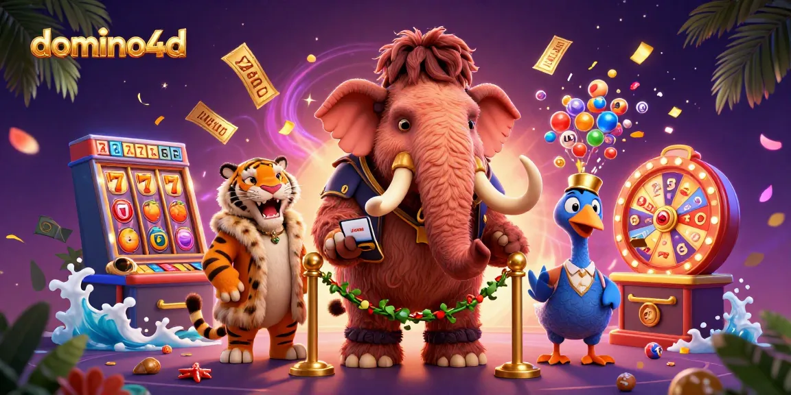 Permainan jackpot besar di domino4d dengan karakter menarik dan elemen judi yang mengesankan.