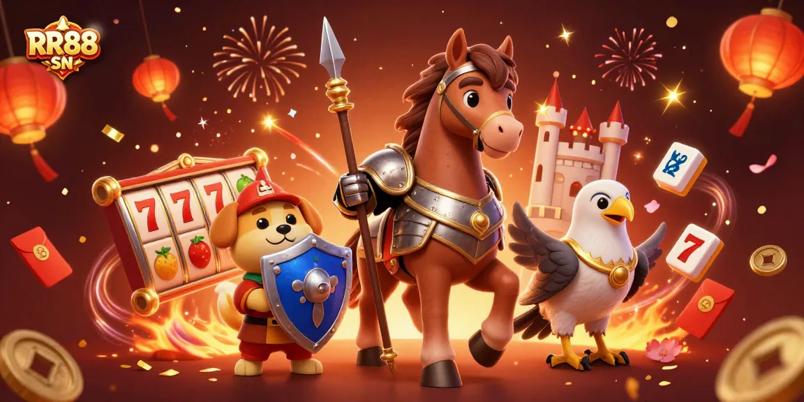 Experience the excitement of RR88 SN with a captivating casino theme featuring medieval characters and festive decorations.
