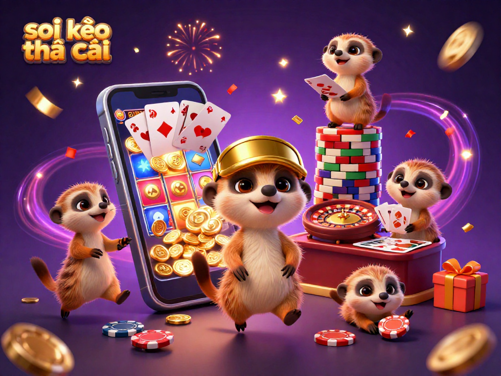 Experience thrilling action with soi kèo nhà cái as meerkats orchestrate a vibrant casino scene with games and excitement.