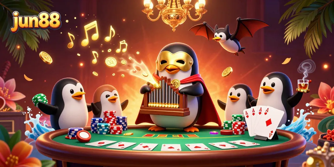 Experience exciting gameplay at jun88 with a vibrant 3D illustration featuring dynamic casino elements.