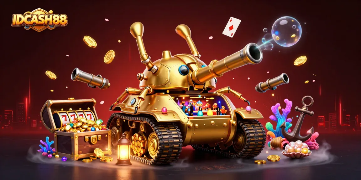 Engage in thrilling slots action with the IDCASH88 online casino's vibrant miniature casino in a dynamic 3D scene.