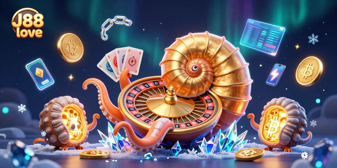 Engage in thrilling gameplay with J88 love featuring an ancient nautilus roulette wheel and dazzling crypto coins.